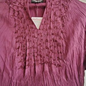 0701. ECU ~ Greater Good Beaded Tunic with Beaded Sleeve Detail - XXL